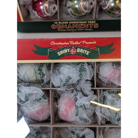 Vtg Chris Radko Shiny Brite Mercury Glass Christmas Ornaments Designs W/Boxes 17 - Picture 4 of 5